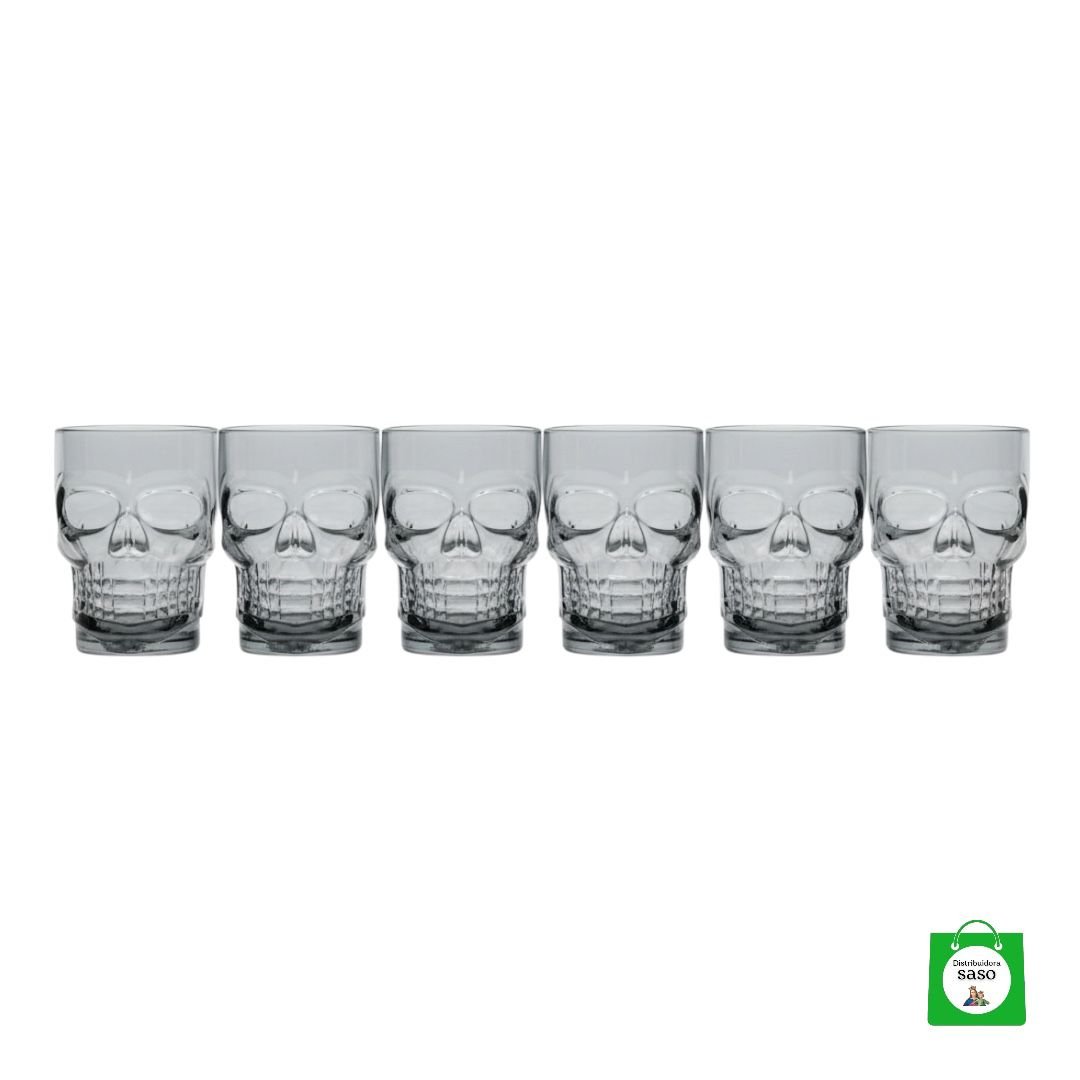💀 Set x6 Vasos Cerveceros Calavera Negro 400ml — Actitud y Estilo para tus Noches de Brindis