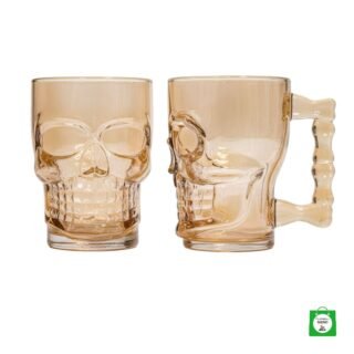 💀 Vaso Cervecero Calavera Dorado 400ml — Disfruta tu Cerveza con el Estilo que Merece tu Pasión