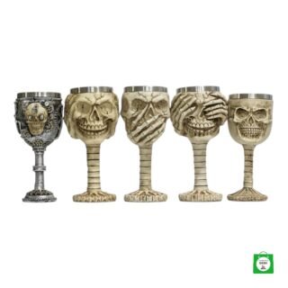 💀 Set x5 Copas de Vino Calavera — El Juego Completo para Brindar con Estilo Gótico y Mucho Sabor