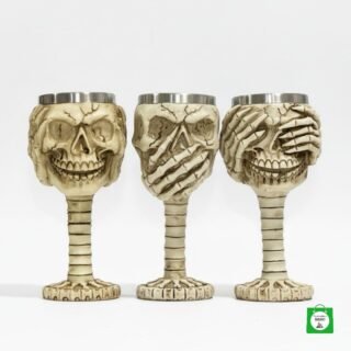 💀 Trio de Copas de Vino Calavera — Brinda con Actitud en Halloween, Reuniones y Celebraciones Únicas