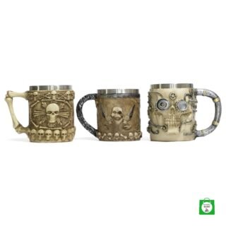 💀 Trio de Mugs Metálicos Calavera — Toma tu Bebida Favorita con Personalidad y Estilo Único