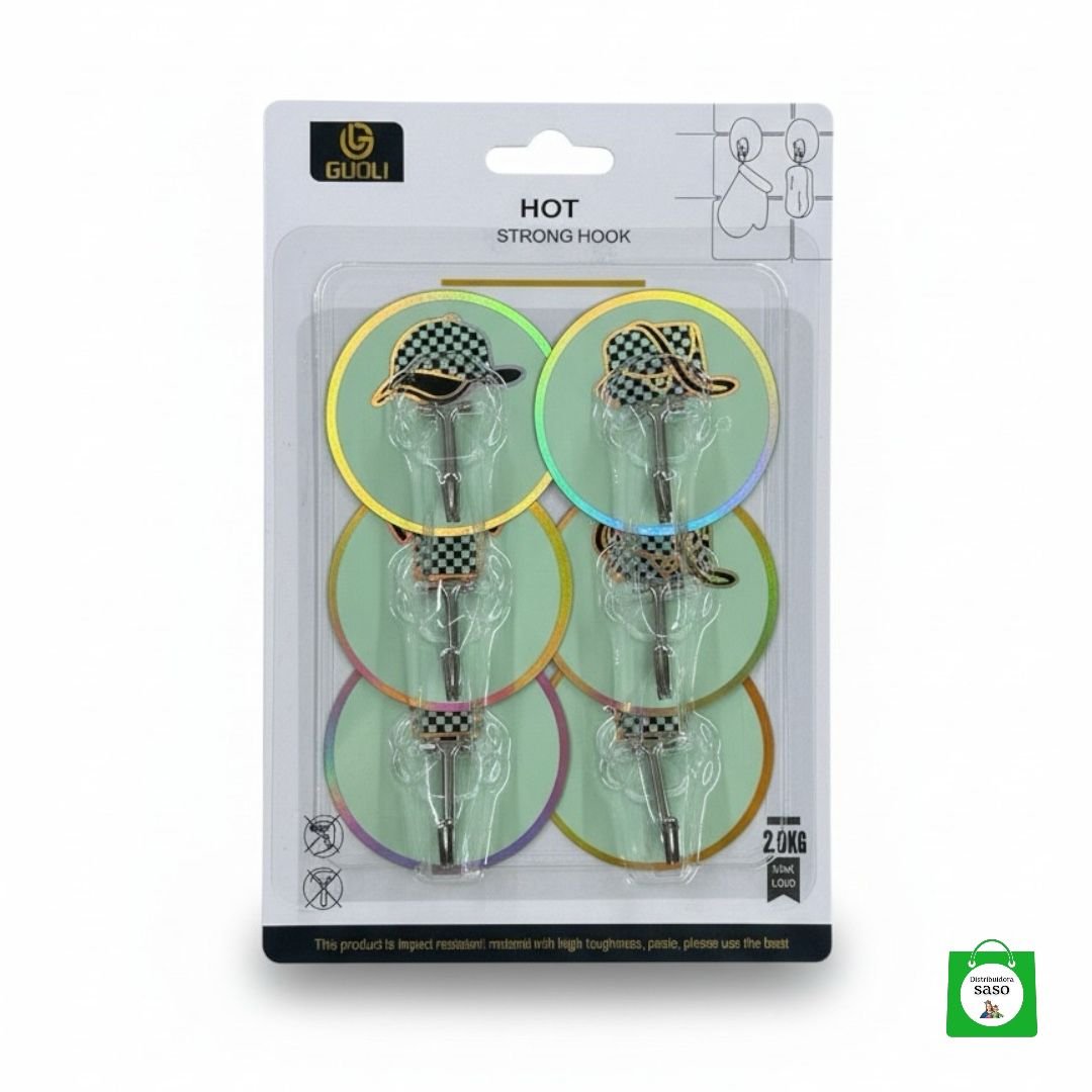 🪝 Ganchos Adhesivos Fuertes para Pared — Soportan Peso sin Clavo ni Tornillo, Fáciles de Usar