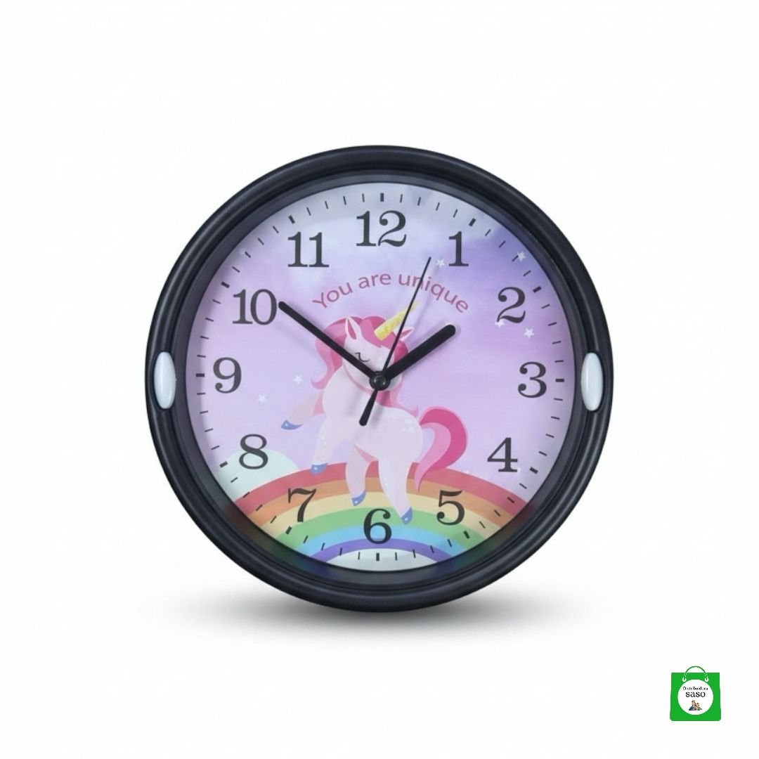 🦄 Reloj de Pared Diseño Unicornio — Mágico, Colorido y Perfecto para Decorar el Cuarto de los Niños
