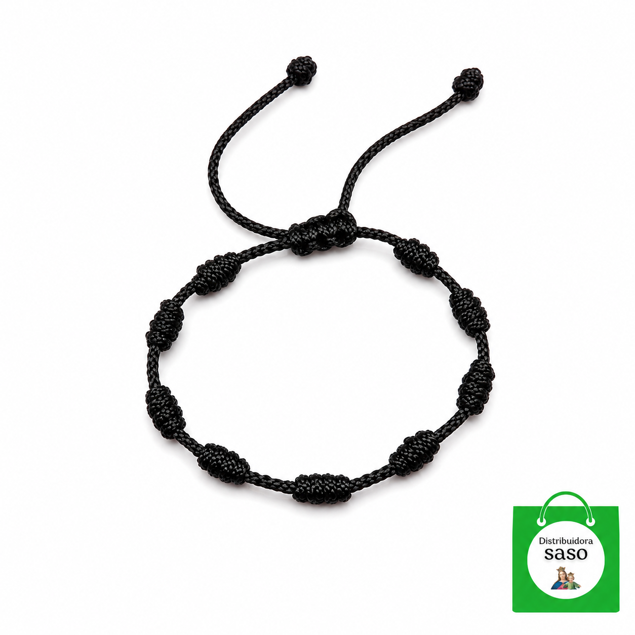 Manilla Negra de 10 Nudos – Pulsera de Protección y Buena Suerte