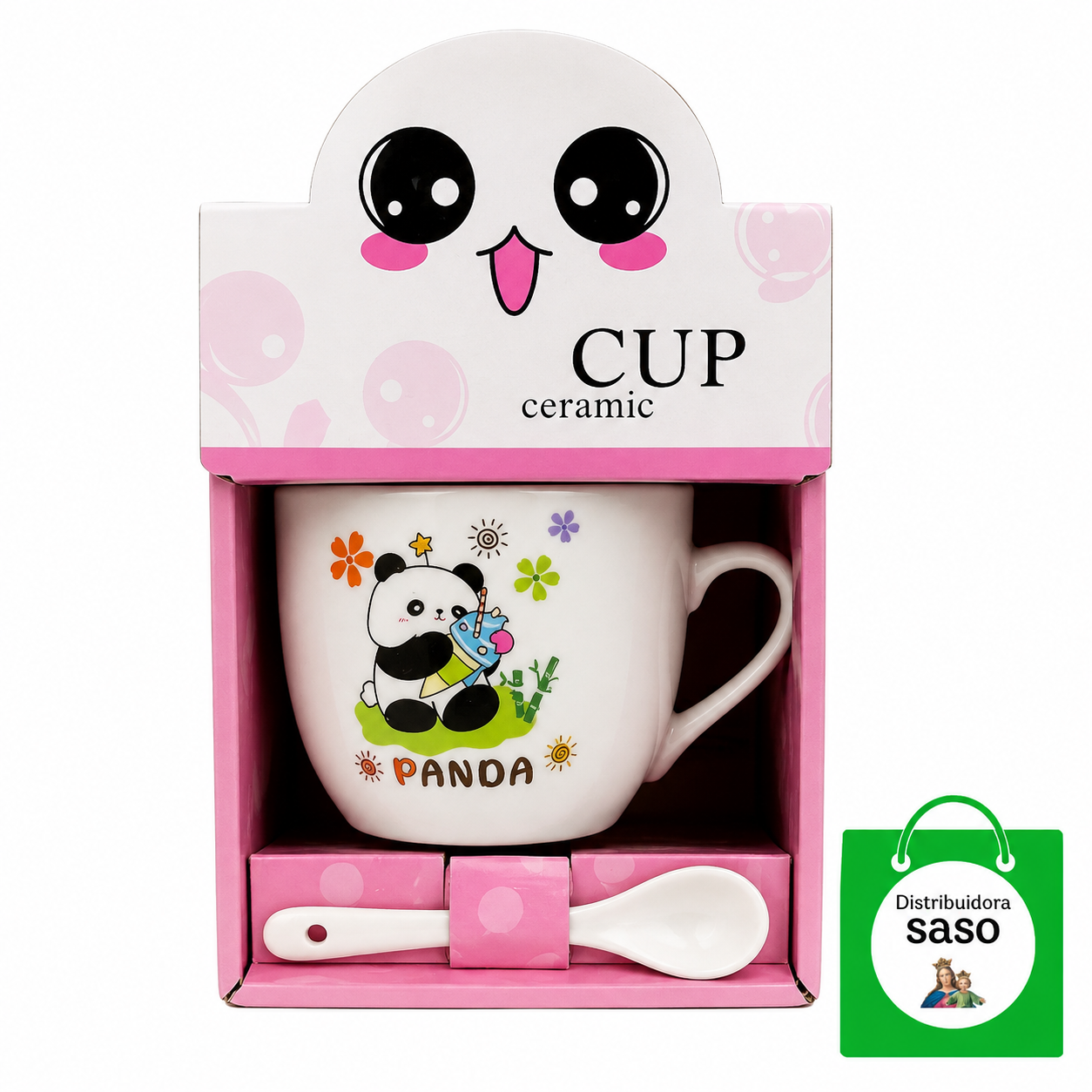 Pocillo Tintero con Cuchara – Taza para Café y Bebidas Calientes, Ideal para Hogar, Oficina y Negocio