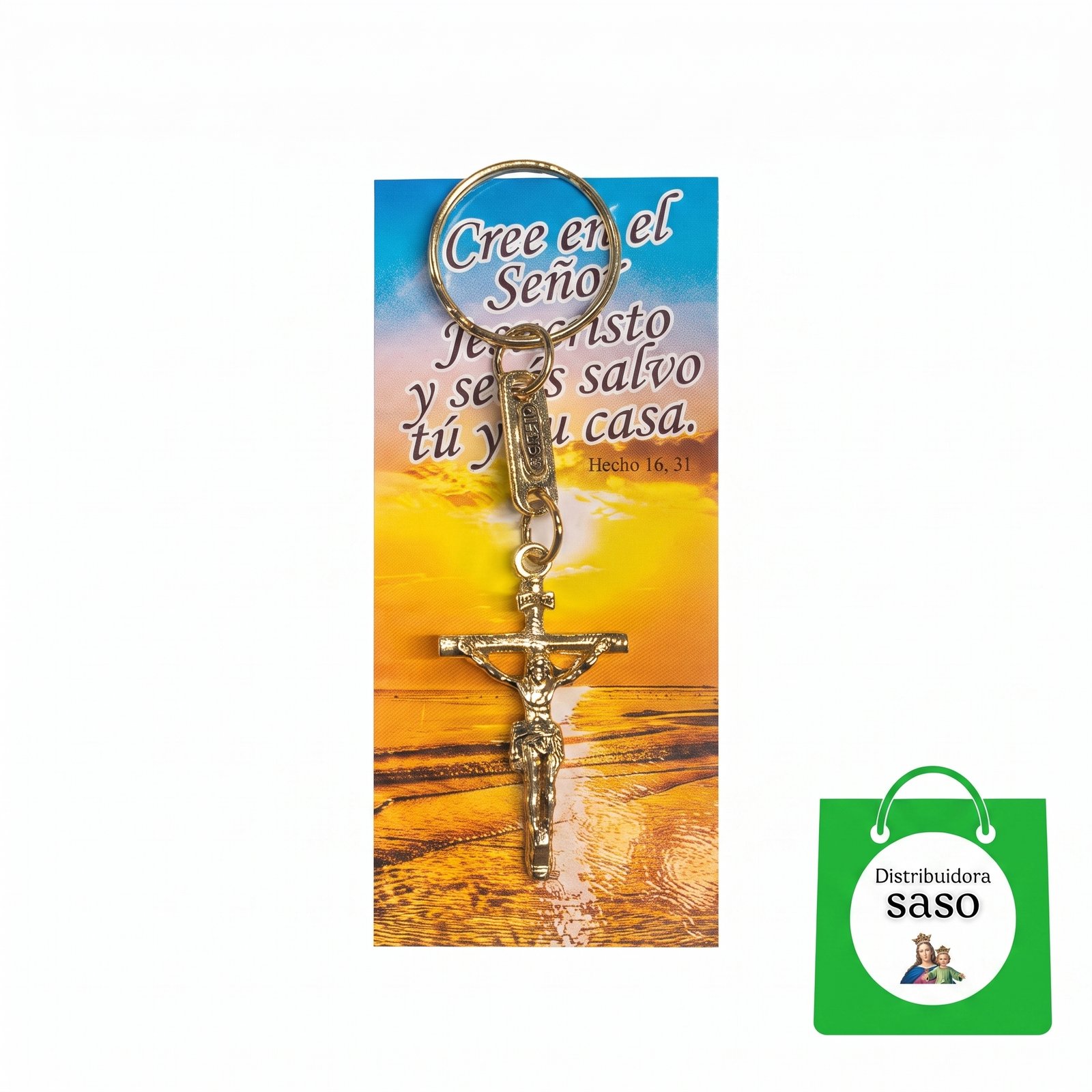 Llavero de Jesús en la Cruz – Accesorio Religioso de Devoción