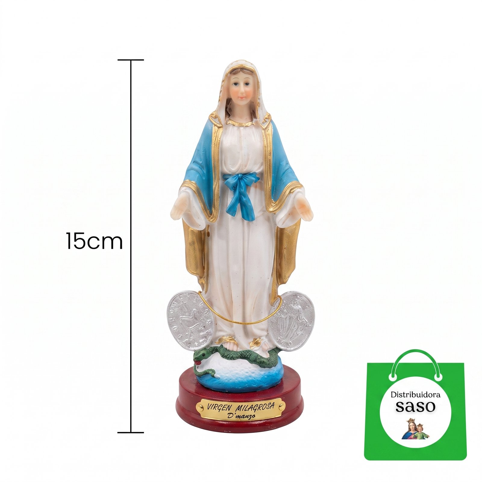 Virgen Milagrosa de 15 cm – Figura Religiosa Decorativa