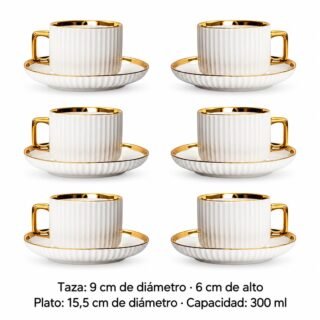 Juego de Café con 6 Pocillos Chocolateros y 6 Platos