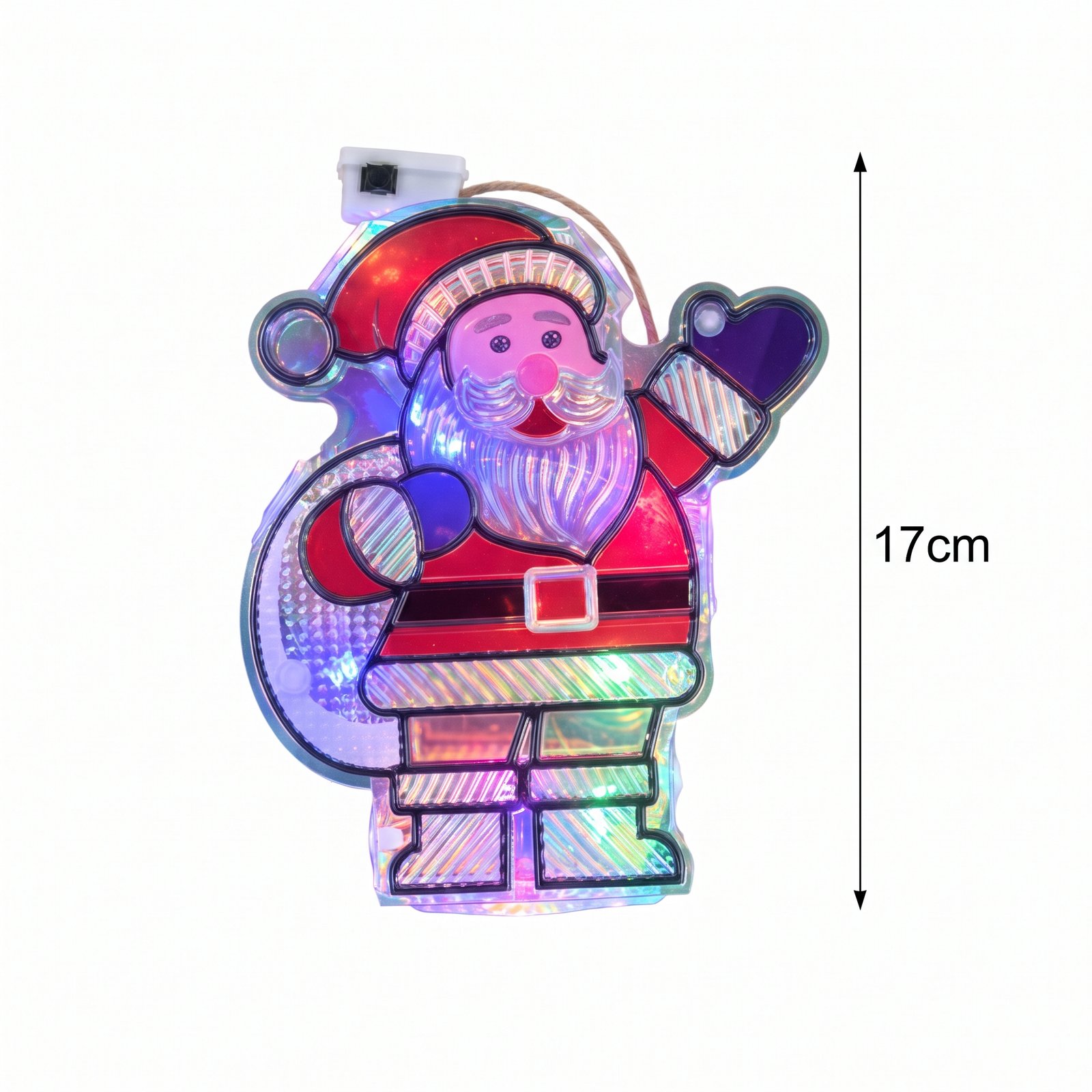 Aplique luminoso navideño de Papá Noel de 17 cm