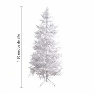 Árbol de Navidad Blanco Tipo Chamizo de 180 cm con 200 Puntas y Base Metálica