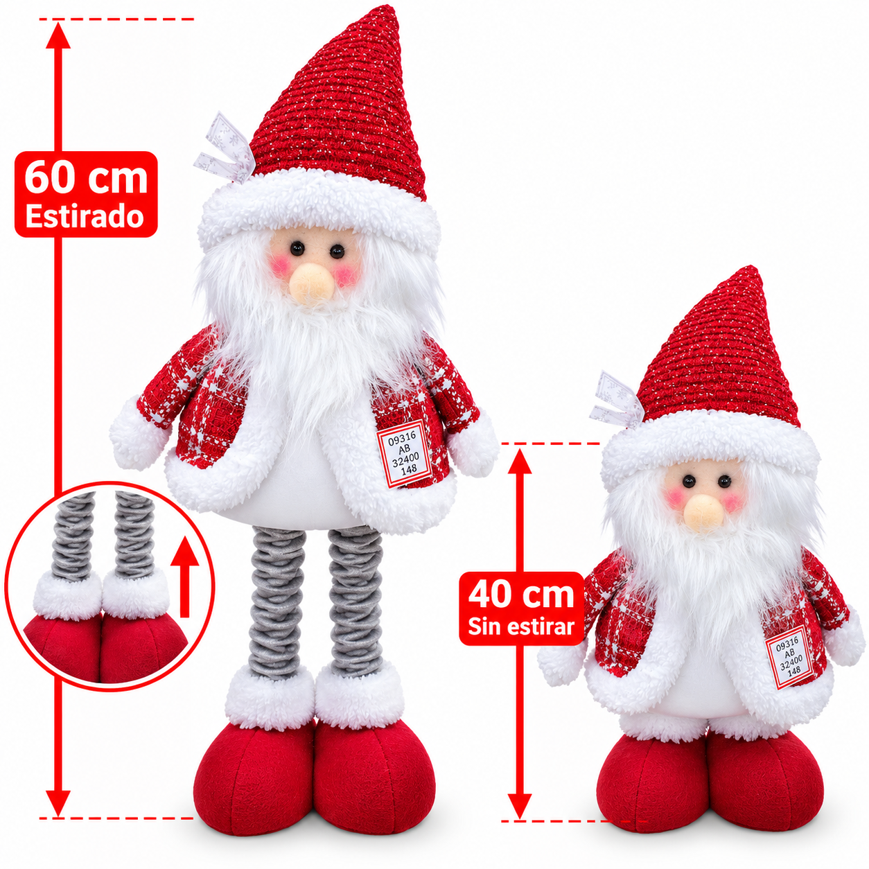Muñeco navideño de Papá Noel con patas largas